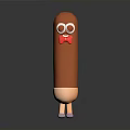 Cartoon Sausage Character Featuring Big Eyes Red Bow Tie Light Legs And Purple Shoes