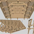 New Chinese-style Suspend Ceiling Wooden Beams Suspend Ceiling Ancient Architecture Structure Roof Herringway Slope Structure Roof Wooden Structure Suspend Ceiling 3d model
