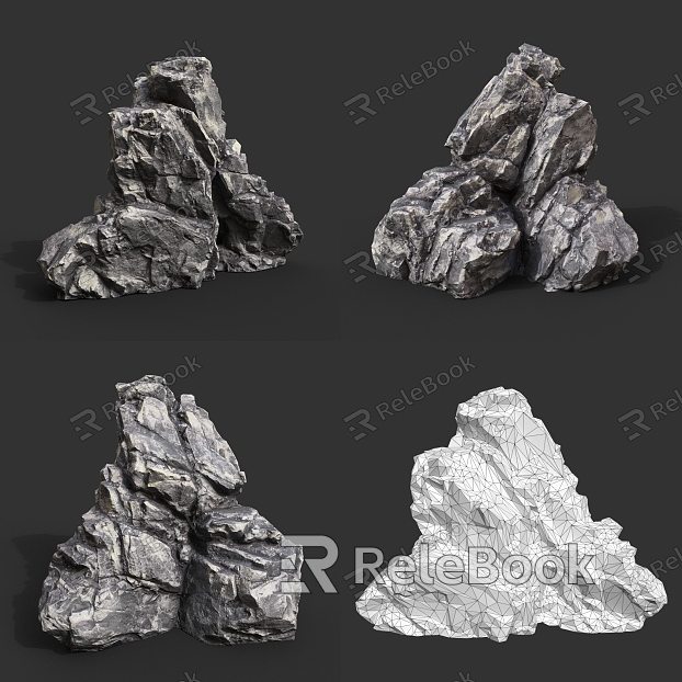 Rock Block Stone Stone Granite Obsidian Natural Landscape model