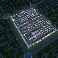 Aerial View Planning of Large Commercial Complex With Organized Layout Surrounding Roads And Green Spaces