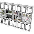Modern Wine Cabinet With Glass Doors Displaying Wine Bottles And Decorative Items