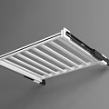 White Striped Suspended Ceiling Grid With Black Mounting Components And Frame 3d model