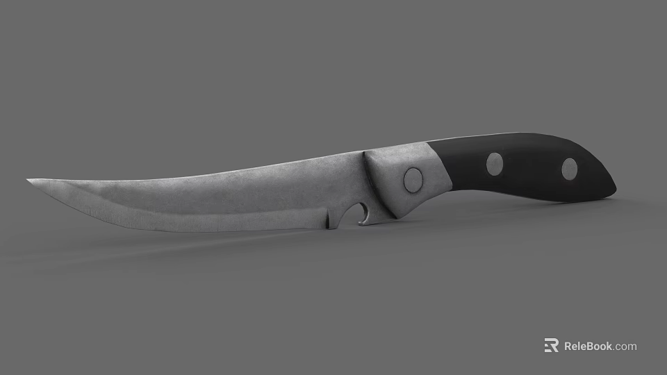 High Quality Kitchen Knife With Black Handle And Sharp Metal Blade 3d model 