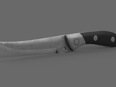 High Quality Kitchen Knife With Black Handle And Sharp Metal Blade 3d model