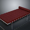 Stylish Red Tufted Upholstered Bench With Metal Legs And Rolled Cushion