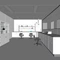 Modern Laboratory Interior Design With White Benches Chairs Shelves And Equipment