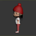 Cute 3D Little Girl Character Wearing Red Beanie Red White Jacket Red Pants White Shoes