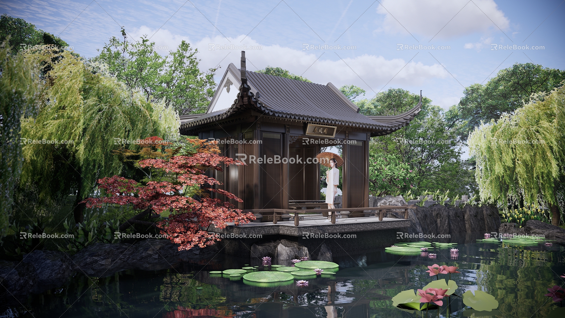 Chinese-style pavilion waterside pavilion pavilion rest hilltop corner pavilion 3d model