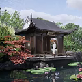 Chinese-style pavilion waterside pavilion rest hilltop corner pavilion 3d model