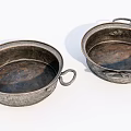 Vintage Metal Kitchen Cookware Double Handled Pots With Rustic Finish
