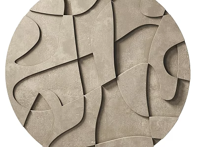 Round Decorative Wall Hanging With Irregular Geometric Shapes And Light Gray Textured Surface 3d model