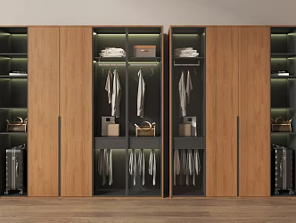 modern wardrobe wood open wardrobe 3d model
