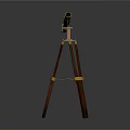 Decorative Commercial Equipment Vintage Telescope With Golden Accents And Wooden Tripod
