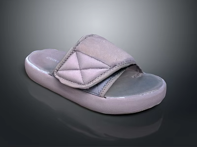 Gray Quilted Diamond Pattern Slippers With Soft Upper And Comfortable Sole 3d model
