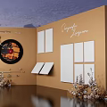 Art Display Wall Featuring Blank Frames Circular Decorative Painting Dried Flowers And Sustainable Design