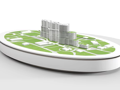 Commercial Equipment Urban Planning Model Display with Circular Base Green Grass High Rise Building Models 3d model