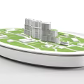 Commercial Equipment Urban Planning Model Display with Circular Base Green Grass High Rise Building Models