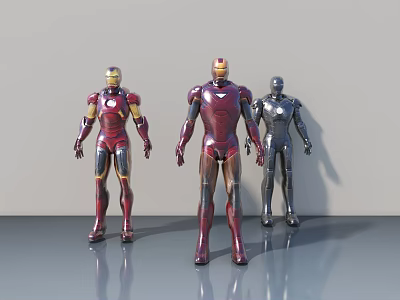 Iron Man Game Movie Characters Action Figures With Red Gold And Silver Designs 3d model