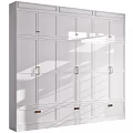 White Modern Wardrobe Design With Multiple Paneled Doors And Metal Handles