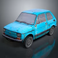 Vintage Blue Car With Old Weathered Body And Retro Classic Design