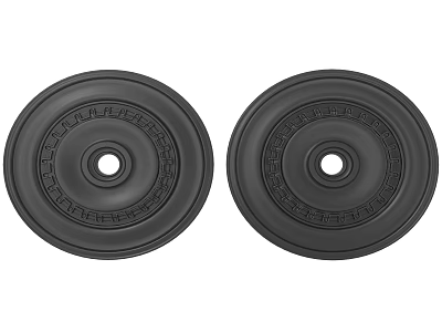 Two Black Ceiling Lamp Plates With Decorative Patterns And Central Hole For Home Lighting 3d model