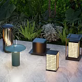 Outdoor Garden Patio Lights Modern Design Styles Illuminated With Greenery And Stone