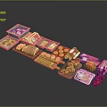Assorted Meat Products Display With Sliced Meat Sausages Ham On Trays And Wooden Cutting Boards