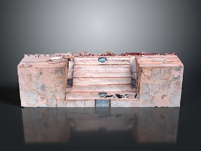 Detailed Stone Architectural Model Featuring Steps Entrance And Textured Walls 3d model
