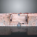 Detailed Stone Architectural Model Featuring Steps Entrance And Textured Walls