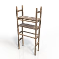 Vintage Wooden Shelf With Three Open Tiers And Natural Wood Design
