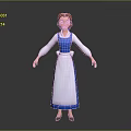 Animated Female Character In Blue And White Dress With Small Animals