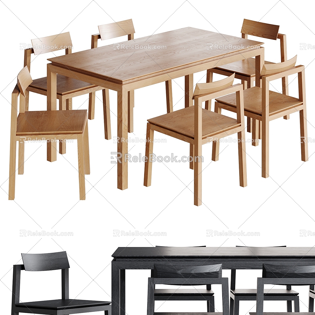 Middle Ancient Dining Table and Chair Wooden Table Wooden Single Chair model