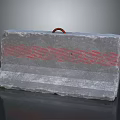 Gray Concrete Block With Red Diagonal Stripes And Metal Ring On Top 3d model
