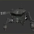 Mechanical Quadruped Robot With Heavy Weaponry And Metallic Armored Structure 3d model
