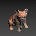 French Bulldog 3D Model Sitting Pose Light Brown Game Movie Character