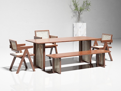 Nordic Beech Dining Table and Chair 3d model