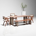 Nordic Beech Dining Table and Chair 3d model