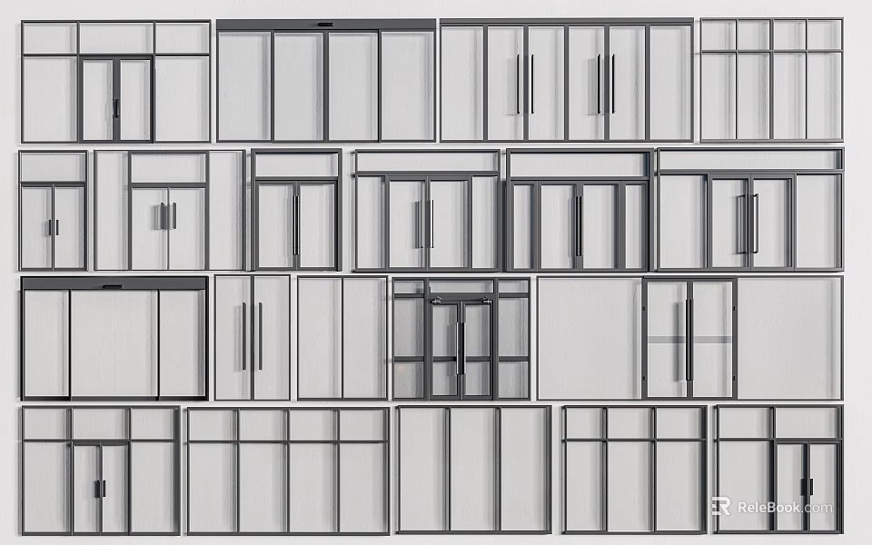 Various Modern Door Designs Featuring Sliding Folding And Panel Styles For Homes 3d model 