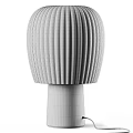 Stylish Modern Table Lamps Featuring Striped White Transparent Shades And Brown Bases