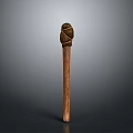 Brown Head Matchstick With Rope Wrapped Wooden Stick And Gray Gradient Background