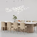 Modern Dining Table and Chair Combination Dining Table Combination Dining Table Chandelier Dining Table and Chair Dining Table Decoration 3d model