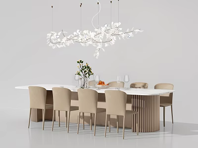 Modern Dining Table and Chair Combination Dining Table Combination Dining Table Chandelier Dining Table and Chair Dining Table Decoration 3d model