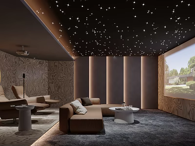 Modern Home Theater With Starry Ceiling And Cozy Seating Area 3d model