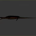 Flying Pterosaur With Red Wings And Black Body On Gray Background