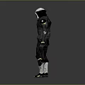 3D Rendered Black Armor Character With Gold Accents In Standing Pose