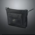 Elegant Dark Leather Shoulder Bag With Small Pocket And Metal Accent 3d model