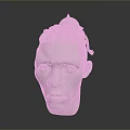 Character Head 3D Model with Braided Hair and Horn Like Decoration in Soft Pink Tone