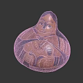 Decorative Ornament Set Featuring Gourd Shaped Hand Painted Human Figure Brown Blue Black Decorative Lines