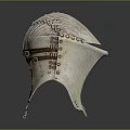 Medieval Metal Helmet With Leather Straps And Rivets Historical Armor Design