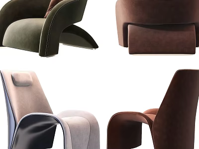 Modern Stylish Single Sofa With Curved Design And Upholstered In Various Colors 3d model